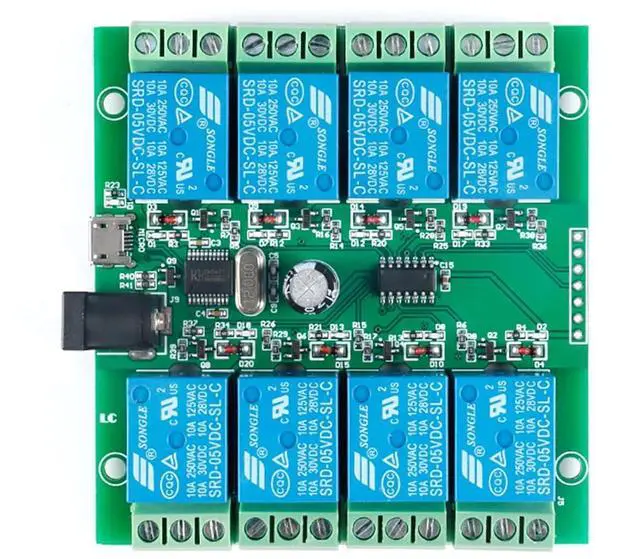 Alt view image 4 of 5 - LCUS-8 USB Relay Module 8 Channel with Overcurrent Protection for Home Automation, Serial Control, Intelligent USB Switch