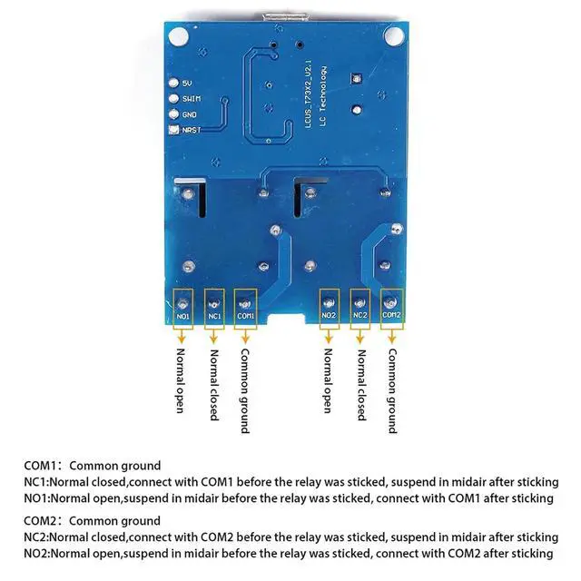 Alt view image 3 of 6 - LCUS-2 USB Relay Module 2 Channel with Overcurrent Protection for Home Automation, Serial Control, Intelligent USB Switch