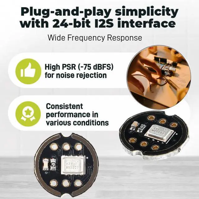 Alt view image 5 of 6 - INMP441 MEMS Omnidirectional Microphone Module - I2S Digital Interface, 24-Bit High Precision, Low Power Consumption, Compatible with ESP32 (3 PCS)