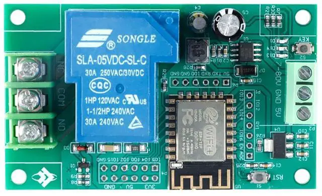 Alt view image 3 of 5 - 1 Channel ESP8266 WiFi Relay ESP-12F Development Board Module Optocoupler Isolation 30A for Smart Home Wireless Control DC7-28/5V