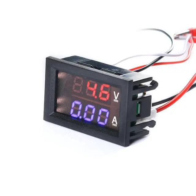 Alt view image 2 of 6 - 3 Pack 0.28" Digital Voltmeter Ammeter DC 100V 10A Amp Voltage Current Meter Tester 3 Bits Blue + Red Dual LED Display Panel with Connect Wires