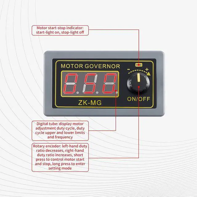 Alt view image 2 of 7 - ZK-MG PWM Motor Speed Controller LED Digital Display Adjustable Signal Generator Driver Module 5V 12V 24V DC Motor Governor High Precision Speed Regulator with Shell