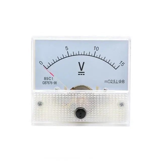 Alt view image 2 of 3 - 85C1 DC 15V Pointer Voltmeter Analog Volt Panel Meter Gauge Front Face 65 * 56MM Analog Small Meter 0-15V 85C1