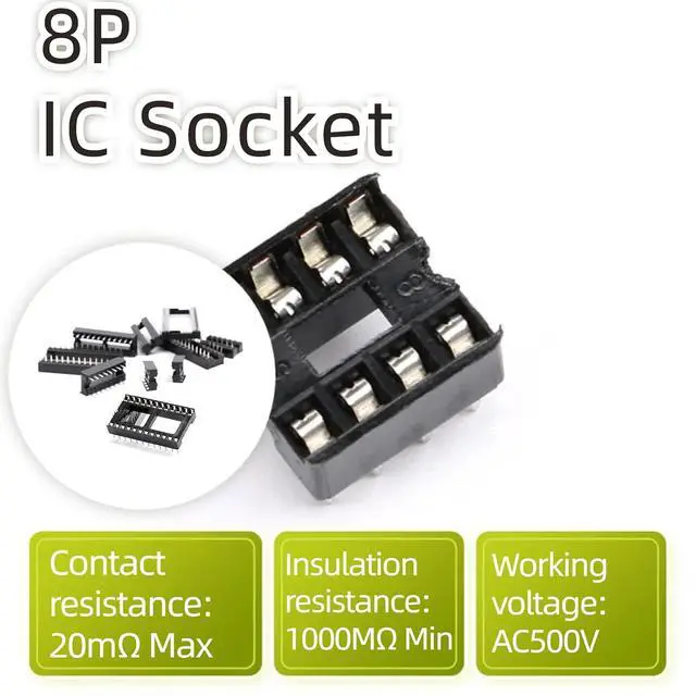 Alt view image 3 of 7 - 20Pcs 8P IC Socket DIP Integrated Circuit IC Sockets Adaptor Solder Type 2.54mm Pitch Dual Row 8 Flat Pin