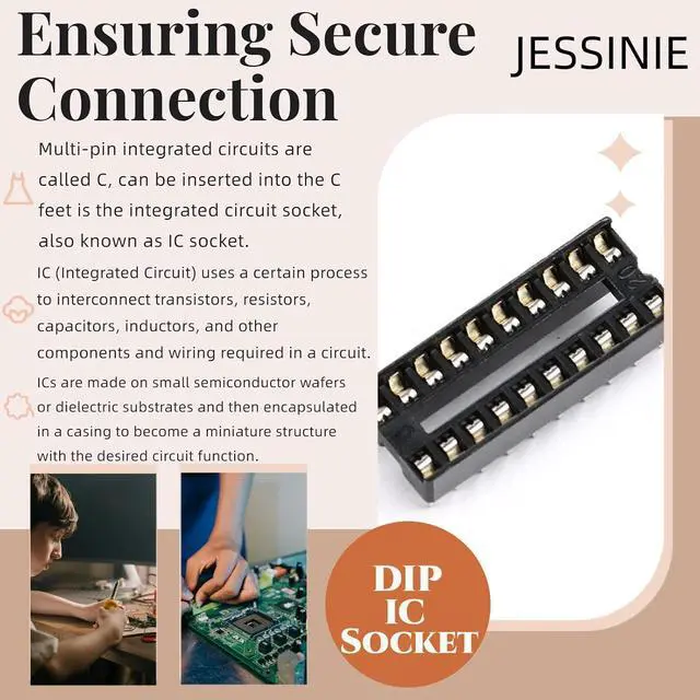 Alt view image 5 of 7 - 10Pcs 20P IC Socket DIP Integrated Circuit IC Sockets Adaptor Solder Type 2.54mm Pitch Dual Row 20 Flat Pin