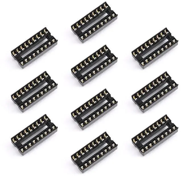 Main image of 10Pcs 18P IC Socket DIP Integrated Circuit IC Sockets Adaptor Solder Type 2.54mm Pitch Dual Row 18 Flat Pin