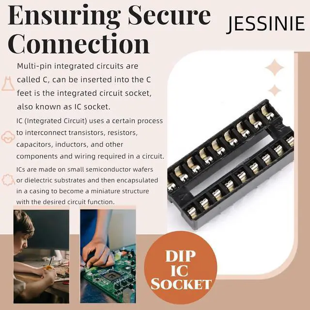 Alt view image 5 of 7 - 10Pcs 18P IC Socket DIP Integrated Circuit IC Sockets Adaptor Solder Type 2.54mm Pitch Dual Row 18 Flat Pin