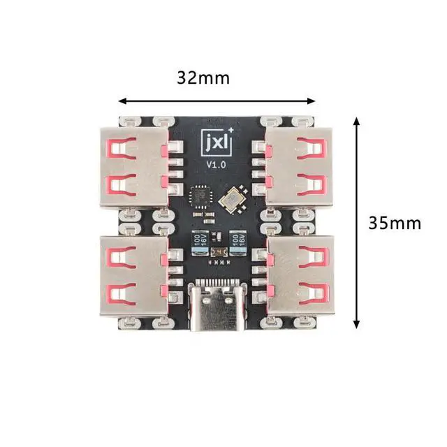 Alt view image 2 of 5 - 3pcs XL334P4 Type-C USB2.0 Multi-Port Hub Module with 4-Port Docking Station Board