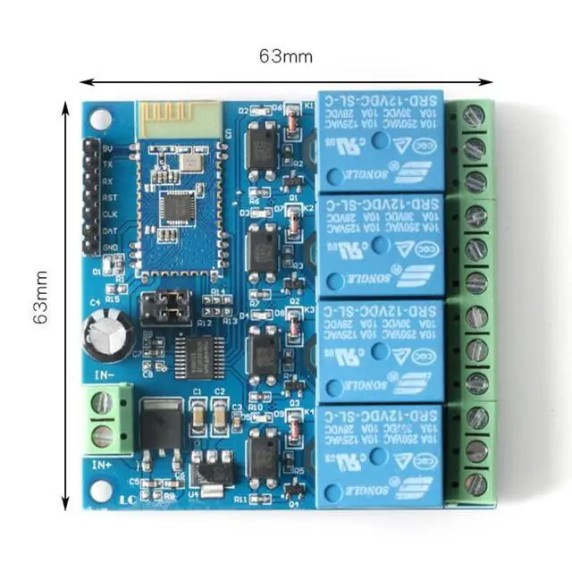 Alt view image 5 of 5 - 12V 4 Channels Bluetooth Relay Module 4 Way Bluetooth Wireless Smart Relay Module Smart Home Phone APP Remote Control Switch
