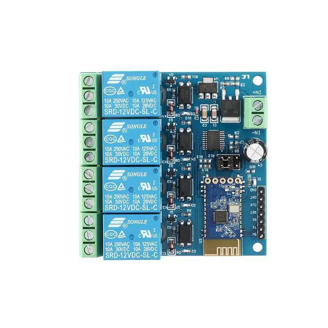 Alt view image 3 of 5 - 12V 4 Channels Bluetooth Relay Module 4 Way Bluetooth Wireless Smart Relay Module Smart Home Phone APP Remote Control Switch