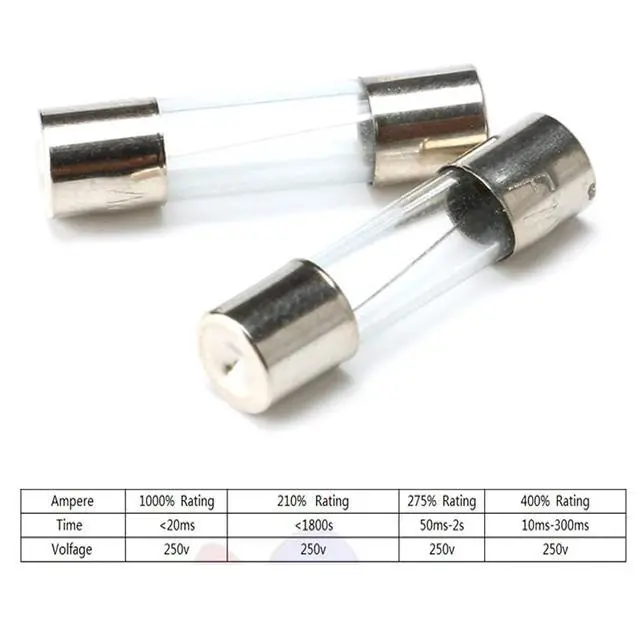 Alt view image 3 of 5 - 100pcs 5x20mm 0.1A 250V Volt Fast-Blow Glass Fuse 0.2x0.78 Inch F0.1AL250V Glass Fuse