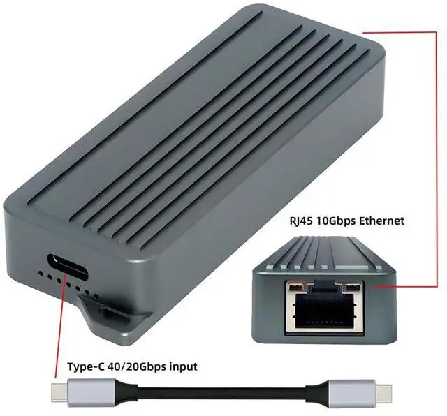Alt view image 5 of 7 - Xiwai Type-C USB4 USB3.2 Gen2 USB-C to 10Gbps GBE Gigabit 10000Mbps Ethernet Network 5Gbps 2.5Gbps LAN Cable Adapter RTL8159 for Laptop Desktop NAS