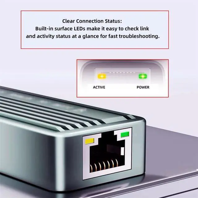 Alt view image 6 of 7 - Xiwai Type-C USB4 USB3.2 Gen2 USB-C to 10Gbps GBE Gigabit 10000Mbps Ethernet Network 5Gbps 2.5Gbps LAN Cable Adapter RTL8159 for Laptop Desktop NAS