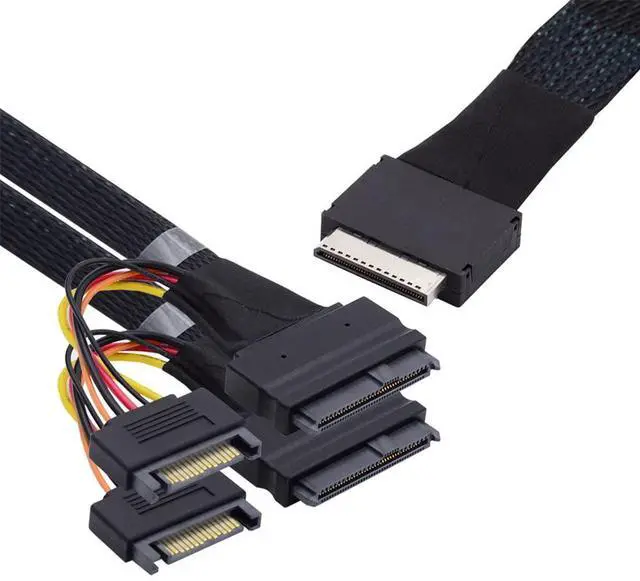 Alt view image 2 of 7 - xiwai OCuLink PCIe PCI-Express SFF-8611 8X 8-Lane to Dual SFF-8639 U.2 4X SSD Data Active Cable 50cm