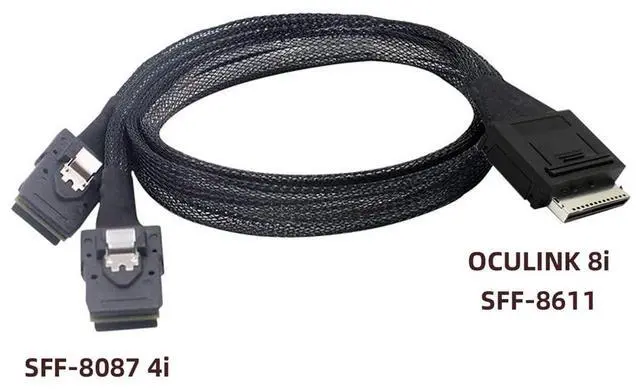 Alt view image 2 of 7 - xiwai OCuLink PCIe PCI-Express SFF-8611 8X 8-Lane to Dual SFF-8087 4X SSD Data Active Cable 50cm