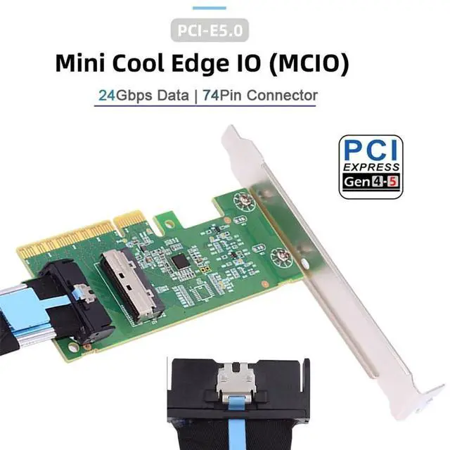 Alt view image 5 of 7 - xiwai PCIE5.0 Extender Adapter PCI-Express 8X to MCIO 8i Mini Cool Edge IO SFF-TA-1016 Interface Expansion Controller Card for Mainboard SSD Graphics Card