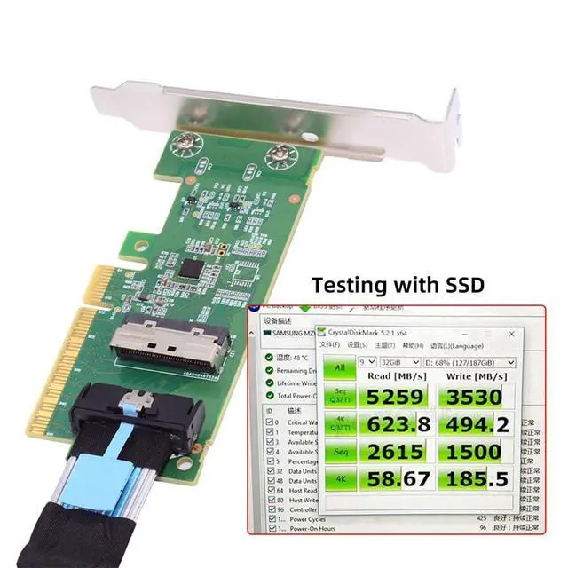 Alt view image 7 of 7 - xiwai PCIE5.0 Extender Adapter PCI-Express 8X to MCIO 8i Mini Cool Edge IO SFF-TA-1016 Interface Expansion Controller Card for Mainboard SSD Graphics Card