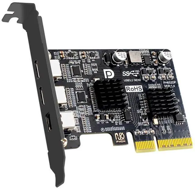 Main image of Xiwai PCI Expree x4 & Mini Displayport 1.4 Input to Dual Type-C USB 3.1 USB-C & 4K 60hz Output Desktop Graphics Expansion Card Adapter ASM3142