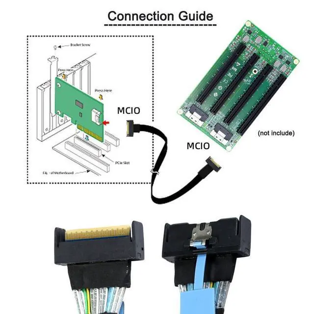 Alt view image 5 of 7 - xiwai Slimline MCIO 8i 74Pin Male to MCIO PCIE 5.0 4.0 74Pin Male Extender Cord, PCI-E 5.0 Mini Cool Edge IO MCIO Cable 50cm