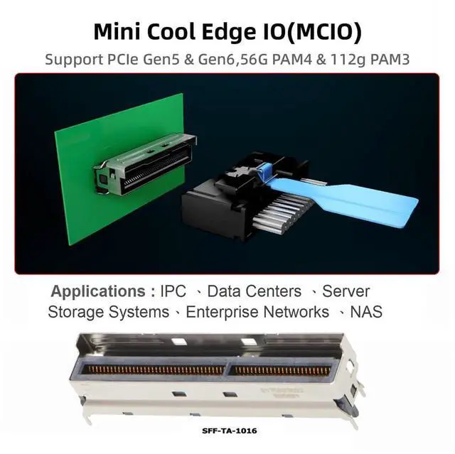 Alt view image 4 of 7 - xiwai PCI-E 5.0 MCIO 16x Cable Mini Cool Edge IO STR PCI-E 124Pin Male to MCIO 124Pin Male Extender Cord 50cm with Pull Tab