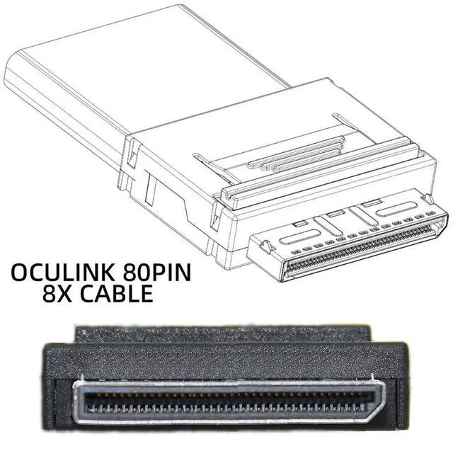 Alt view image 7 of 7 - xiwai OCuLink PCIe PCI-Express SFF-8611 8X 8-Lane to Dual SFF-8611 Oculink 4X SSD Data Active Cable 50cm