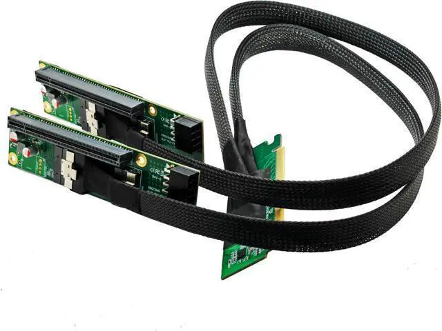 Alt view image 2 of 5 - Sintech PCI-e 4.0 16X to 2 Ports PCIe 8X/16X Expansion Card,PCIe Bifurcation x16 to x8x8 Split Card with SlimSAS 8I Cable 60cm