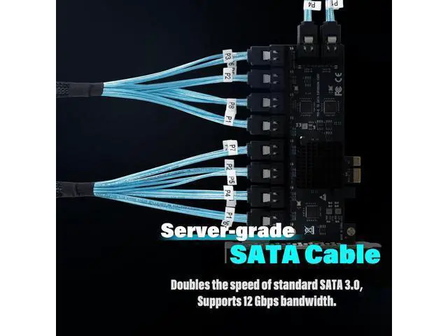 Alt view image 3 of 7 - 20-Port SATA Expansion Card (PCIe 3.0 x1 to 6Gbps SATA Card), Compatible with Windows/Mac/Linux/NAS