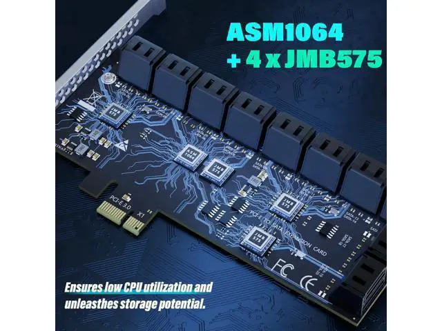 Alt view image 5 of 7 - 20-Port SATA Expansion Card (PCIe 3.0 x1 to 6Gbps SATA Card), Compatible with Windows/Mac/Linux/NAS