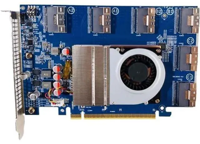 Main image of PCIe 4.0 X16 to 6 Port SFF-8654 SlimSAS Adapter for GPU & NVMe SSD PEX88096 PLX88096 with Bifurcation Function, Applicable to Windows Server/Windows/linux/VMwareESX/ESXi/FreeBSD14/Ubuntu System