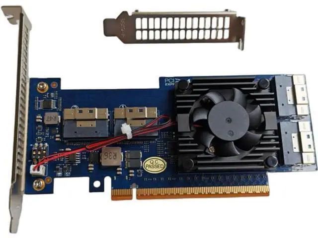 Main image of PLX8848 PCIe 4.0 x16 to Four 4 Ports SlimSAS SFF-8654 8i Switch Adapter Support 8*NVMe PEX88048 Applicable to Windows Server/Windows/linux/VMwareESX/ESXi/FreeBSD14/Ubuntu System