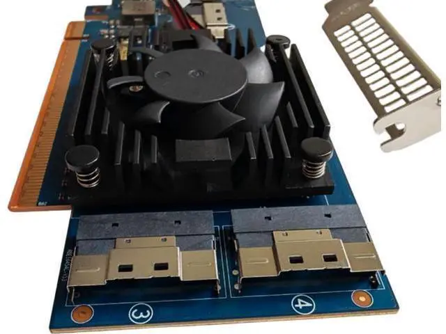 Alt view image 4 of 7 - PLX8848 PCIe 4.0 x16 to Four 4 Ports SlimSAS SFF-8654 8i Switch Adapter Support 8*NVMe PEX88048 Applicable to Windows Server/Windows/linux/VMwareESX/ESXi/FreeBSD14/Ubuntu System