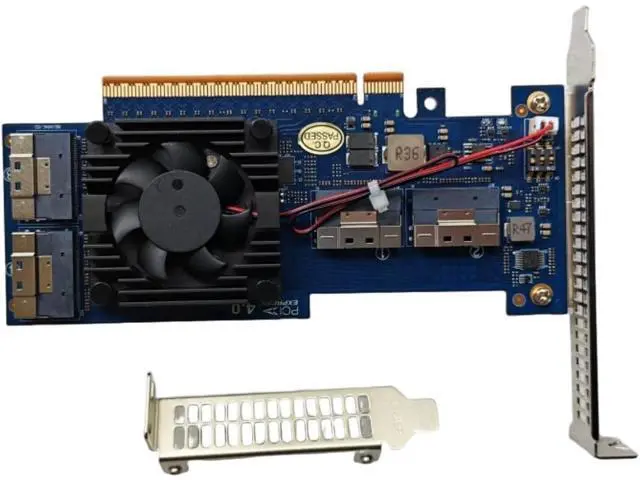 Alt view image 6 of 7 - PLX8848 PCIe 4.0 x16 to Four 4 Ports SlimSAS SFF-8654 8i Switch Adapter Support 8*NVMe PEX88048 Applicable to Windows Server/Windows/linux/VMwareESX/ESXi/FreeBSD14/Ubuntu System