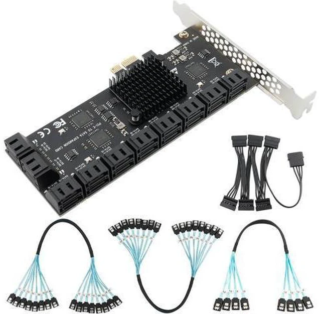 Main image of PCIE x1 SATA Card 20 Ports, PCI Express SATA3.0 6Gbps Controller Expansion Card with 20 inches SATA Bundle Cables,Without Raid, Boot as System Disk Support HDD or SSD