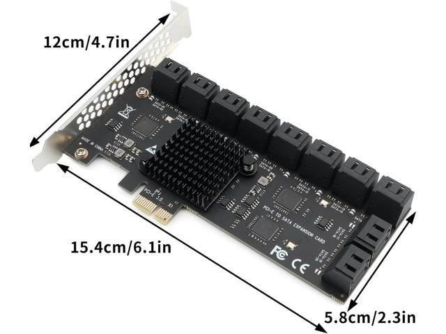 Alt view image 5 of 7 - PCIE x1 SATA Card 20 Ports, PCI Express SATA3.0 6Gbps Controller Expansion Card with 20 inches SATA Bundle Cables,Without Raid, Boot as System Disk Support HDD or SSD