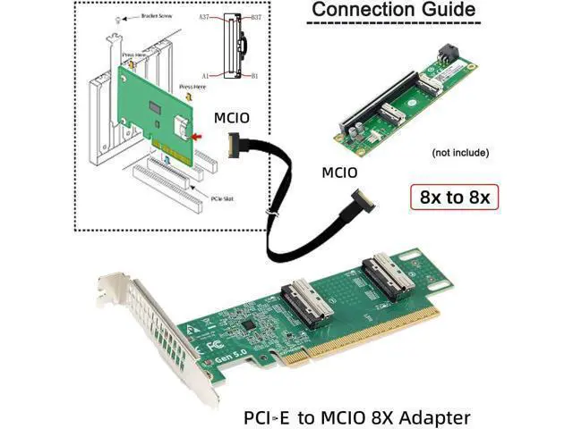 Alt view image 7 of 7 - PCIE5.0 PCI-Express 16x to Dual MCIO 8i Mini Cool Edge IO SFF-TA-1016 VROC Virtual RAID Adapter for Mainboard SSD Graphics Card