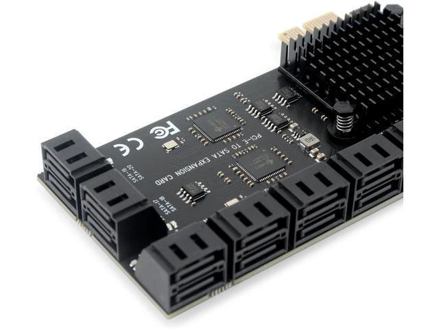 Alt view image 2 of 7 - PCIe x1 to 20-Port SATA III Expansion Card | 6Gbps HDD/SSD Controller with 19in Bundle Cables | Plug & Play Multi-Drive Desktop Storage