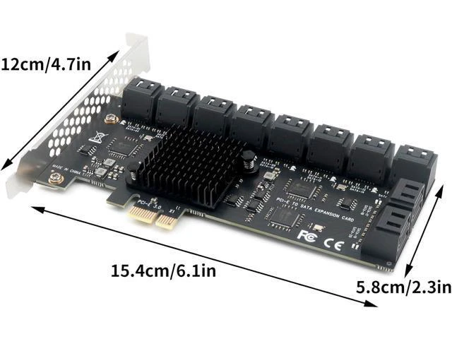 Alt view image 3 of 7 - PCIe x1 to 20-Port SATA III Expansion Card | 6Gbps HDD/SSD Controller with 19in Bundle Cables | Plug & Play Multi-Drive Desktop Storage