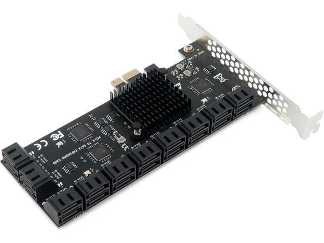 Alt view image 4 of 7 - PCIe x1 to 20-Port SATA III Expansion Card | 6Gbps HDD/SSD Controller with 19in Bundle Cables | Plug & Play Multi-Drive Desktop Storage