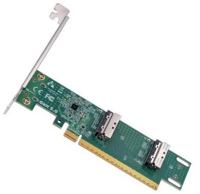 Main image of Dual MCIO 8i Mini Cool Edge IO SFF-TA-1016 VROC to PCIE5.0 PCI-Express 16x Virtual RAID Adapter for Mainboard SSD Graphics Card