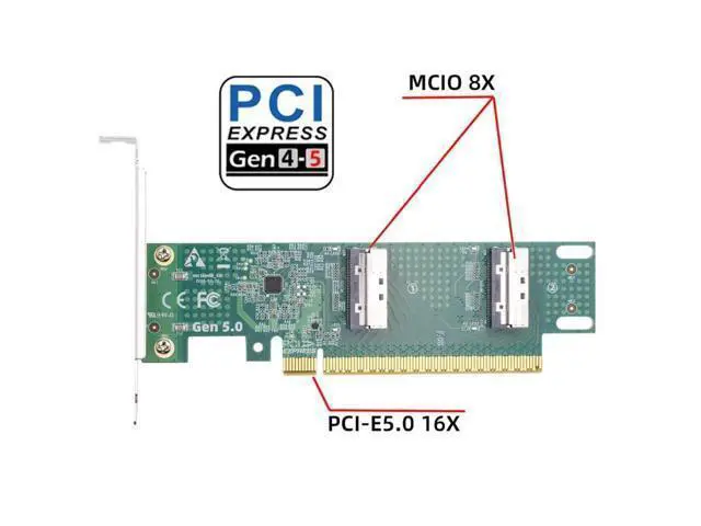 Alt view image 3 of 7 - Dual MCIO 8i Mini Cool Edge IO SFF-TA-1016 VROC to PCIE5.0 PCI-Express 16x Virtual RAID Adapter for Mainboard SSD Graphics Card