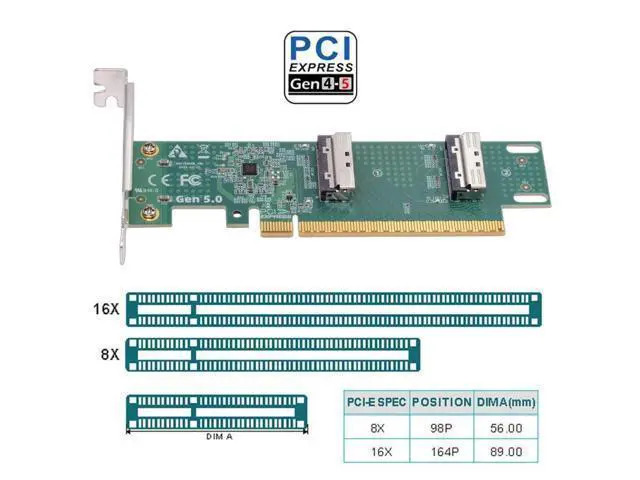 Alt view image 4 of 7 - Dual MCIO 8i Mini Cool Edge IO SFF-TA-1016 VROC to PCIE5.0 PCI-Express 16x Virtual RAID Adapter for Mainboard SSD Graphics Card