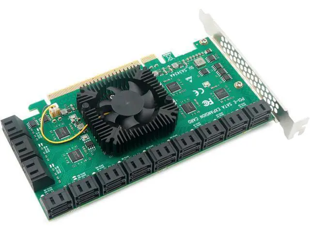 Alt view image 5 of 7 - PCIEx16 to 24-Port SATA 3.0 Expansion Card with 20 inches SATA Bundle Cables for Desktop SSD/HDD, Plug & Play, Compatible with Windows/Linux/ESXi
