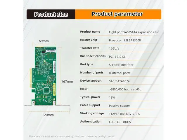 Alt view image 2 of 7 - PCIe 3.0 to Dual 8 Port SAS3 SATA Expansion Card 12Gbps SFF 8643 Controller Card, Support SSD HDD for High-Speed Storage