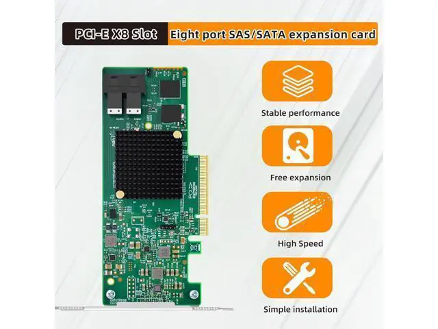 Alt view image 3 of 7 - PCIe 3.0 to Dual 8 Port SAS3 SATA Expansion Card 12Gbps SFF 8643 Controller Card, Support SSD HDD for High-Speed Storage