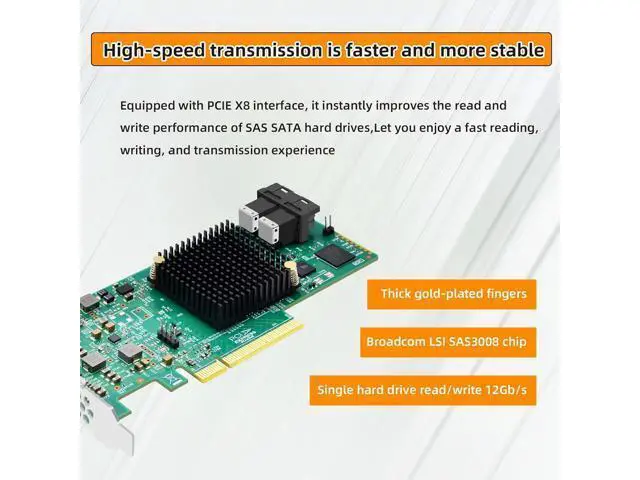 Alt view image 4 of 7 - PCIe 3.0 to Dual 8 Port SAS3 SATA Expansion Card 12Gbps SFF 8643 Controller Card, Support SSD HDD for High-Speed Storage