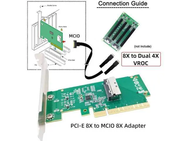 Alt view image 3 of 7 - Card PCIE5.0 PCI-Express 8X to MCIO 8i Mini Cool Edge IO SFF-TA-1016 VROC Adapter for Mainboard SSD Graphics Card