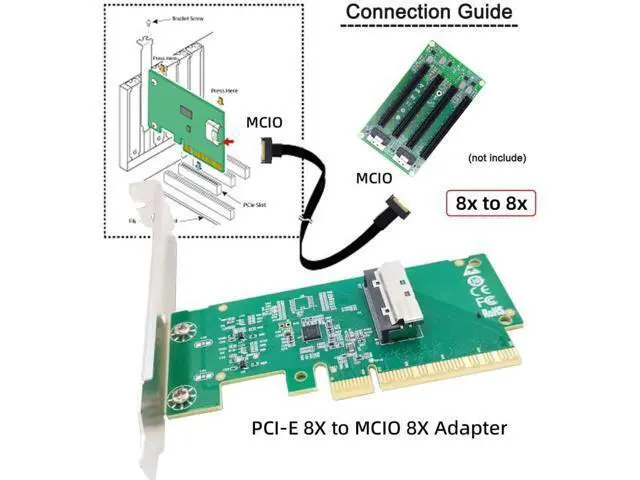 Alt view image 4 of 7 - Card PCIE5.0 PCI-Express 8X to MCIO 8i Mini Cool Edge IO SFF-TA-1016 VROC Adapter for Mainboard SSD Graphics Card