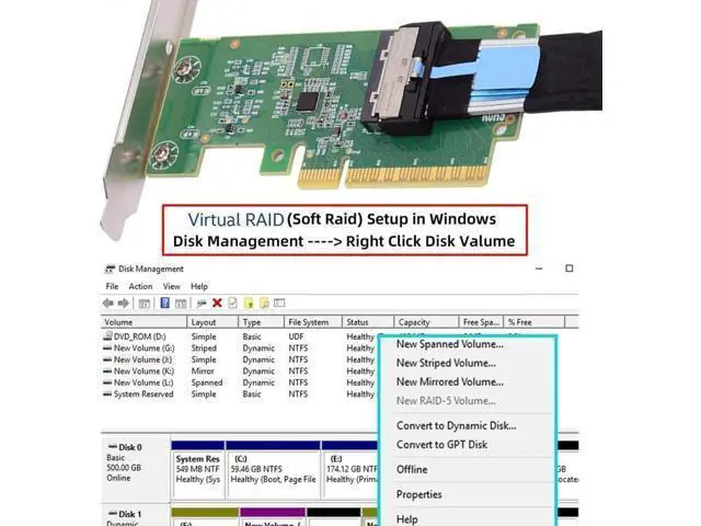 Alt view image 7 of 7 - Card PCIE5.0 PCI-Express 8X to MCIO 8i Mini Cool Edge IO SFF-TA-1016 VROC Adapter for Mainboard SSD Graphics Card