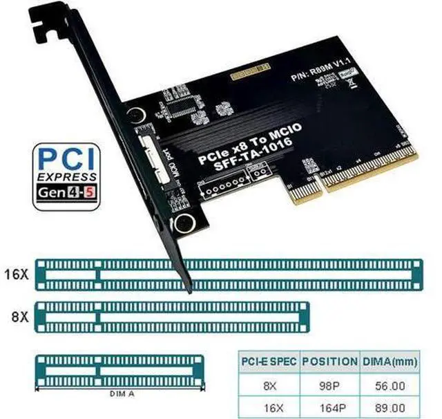 Alt view image 2 of 7 - Card External MCIO 8i Mini Cool Edge IO SFF-TA-1016 to PCIE5.0 PCI-Express 8X VROC Adapter for Mainboard SSD Graphics Card