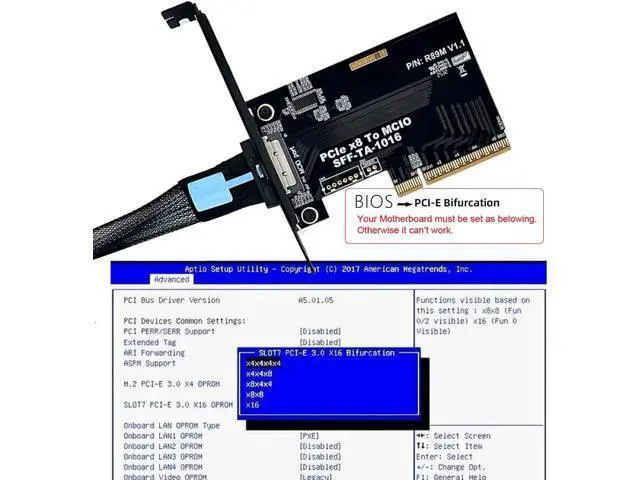 Alt view image 3 of 7 - Card External MCIO 8i Mini Cool Edge IO SFF-TA-1016 to PCIE5.0 PCI-Express 8X VROC Adapter for Mainboard SSD Graphics Card